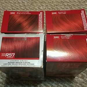 4 boxes of various red permanent hair color